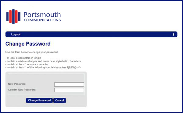 Portsmouth change password