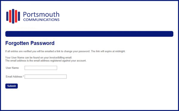 Portsmouth forgot password